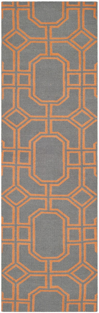 Safavieh Dhurries 860 Hand Woven Flat Weave  Rug Blue / Orange DHU860B-3