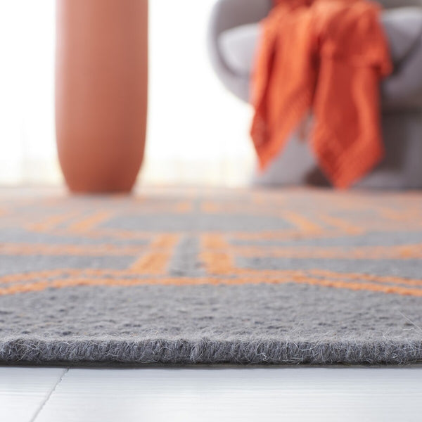 Safavieh Dhurries 860 Hand Woven Flat Weave  Rug Blue / Orange DHU860B-3