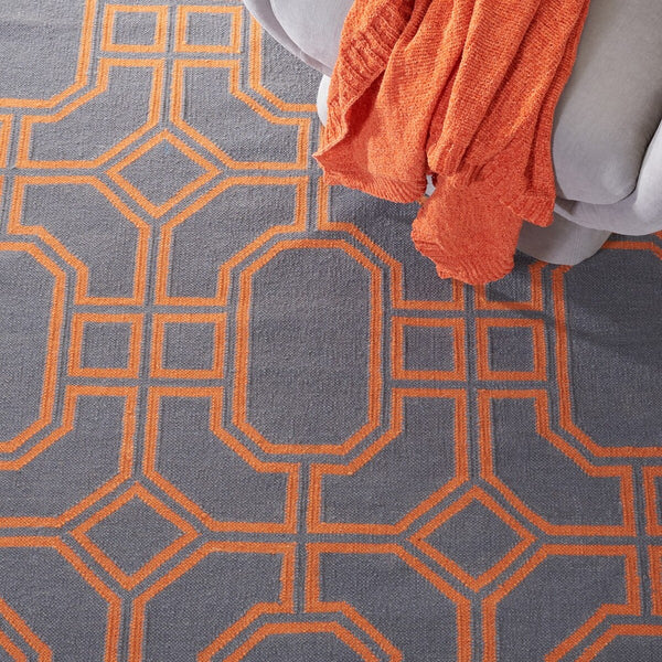 Safavieh Dhurries 860 Hand Woven Flat Weave  Rug Blue / Orange DHU860B-3