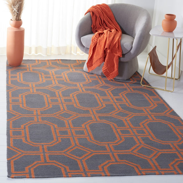 Safavieh Dhurries 860 Hand Woven Flat Weave  Rug Blue / Orange DHU860B-3