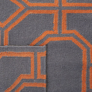 Safavieh Dhurries 860 Hand Woven Flat Weave  Rug Blue / Orange DHU860B-3