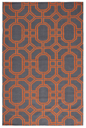 Safavieh Dhurries 860 Hand Woven Flat Weave  Rug Blue / Orange DHU860B-3