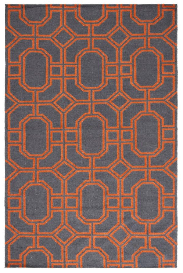 Safavieh Dhurries 860 Hand Woven Flat Weave  Rug Blue / Orange DHU860B-3