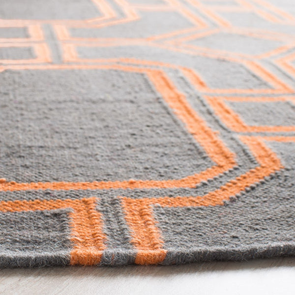 Safavieh Dhurries 860 Hand Woven Flat Weave  Rug Blue / Orange DHU860B-3