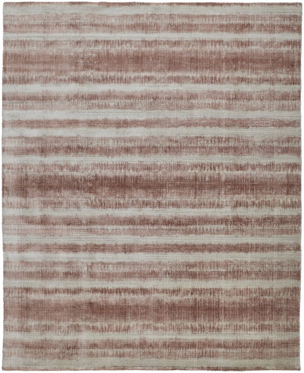 Feizy Rugs Mackay Hand Woven Viscose And Wool Low Pile Striped Rug For Luxurious Modern Home Decor Tan,Ivory,Pink Viscose,Wool Mky8824fblh000e10