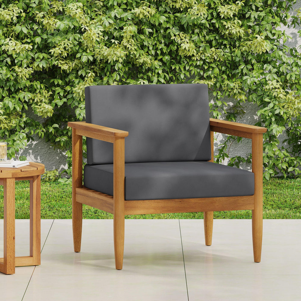 English Elm Christopher Knight Home® - GAVIN Acacia Club Chair Dark Grey with Water-Resistant Cushions, Slat Wood Design, 29"W x 27"D 67311.00DGRY