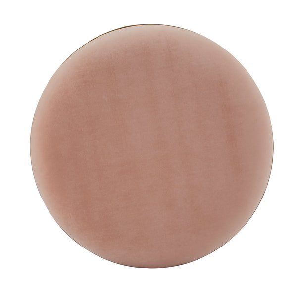 Homelegance By Top-Line Ernesto Fabric Upholstered Round Ottoman Pink Velvet