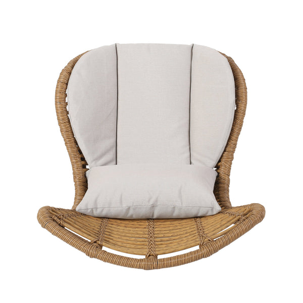 English Elm Christopher Knight Home® - Frazer Woven Rattan Patio Chairs Set of 2 with Water-Resistant Cushions and Durable Iron Frame Beige+Brown 65489.00LBRN