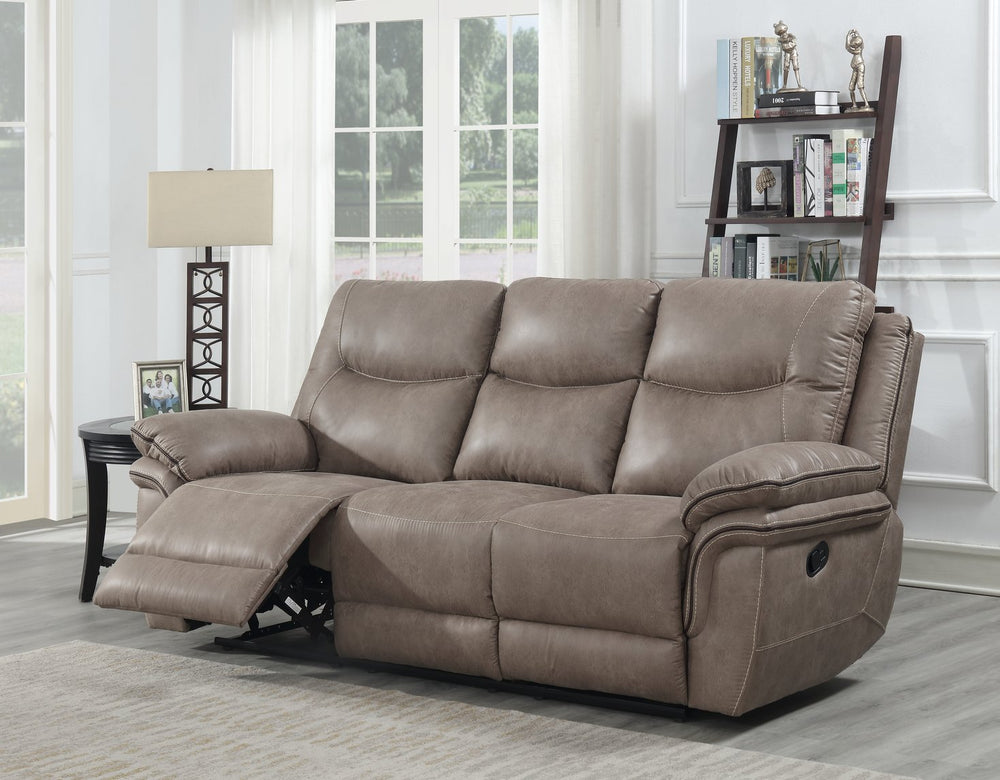 English Elm Steve Silver - Isabella Sand Recliner Sofa with Double Padded Arms, Console Loveseat Option, Faux Leather Comfort B081P157355