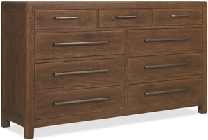 Hooker Furniture Driftwood Nine-Drawer Dresser With Cedar-Lined Bottom Drawers, Removable Jewelry Tray, Oak Solids Medium Wood 6820-90201-85