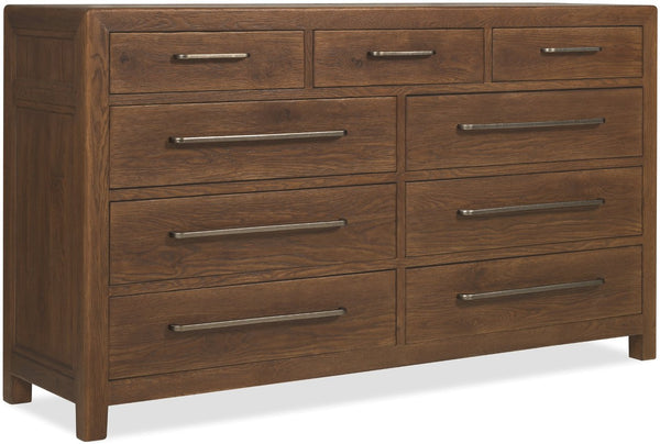 Hooker Furniture Driftwood Nine-Drawer Dresser With Cedar-Lined Bottom Drawers, Removable Jewelry Tray, Oak Solids Medium Wood 6820-90201-85