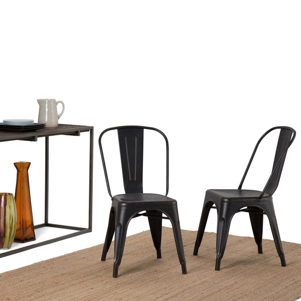 English Elm Fletcher - Industrial Metal Dining Side Chair Set Of 2 - Distressed Black & Copper Finish Style B136P158660