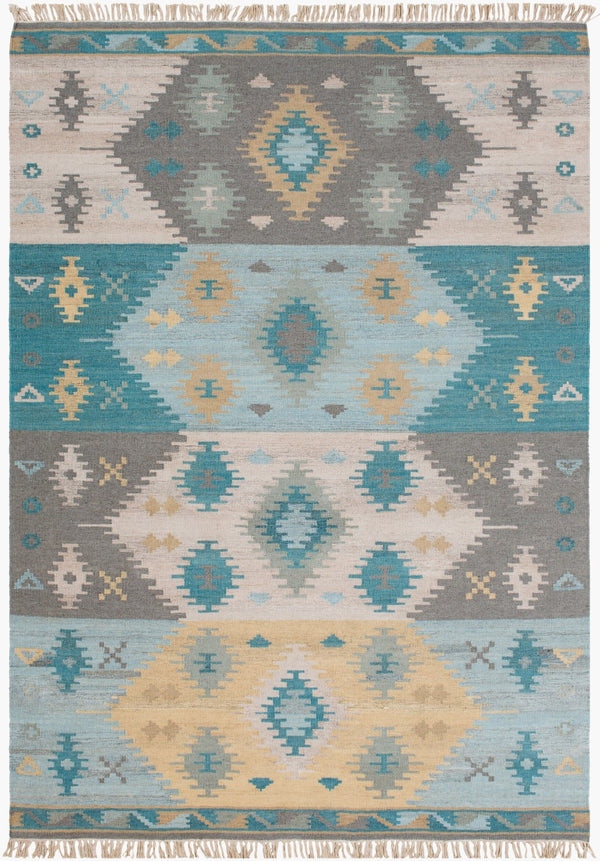 Surya Adia Handmade 2' X 3' Wool Rug - Rustic Elegance, Durable Design, Ideal For Charming Home Decor Pale Blue Wool Dia2003-23