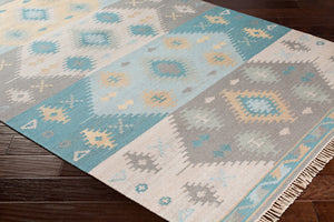 Surya Adia Handmade 2' X 3' Wool Rug - Rustic Elegance, Durable Design, Ideal For Charming Home Decor Pale Blue Wool Dia2003-23