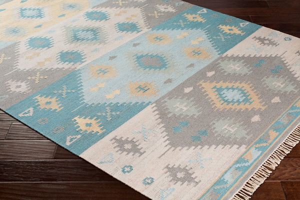 Surya Adia Handmade 2' X 3' Wool Rug - Rustic Elegance, Durable Design, Ideal For Charming Home Decor Pale Blue Wool Dia2003-23