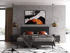 VIG Furniture Diana Eastern King Modern Grey Ash Bedframe With Crown-Cut Veneer, Slat Support, No Box Spring Needed VGMABR-132-BED-EK