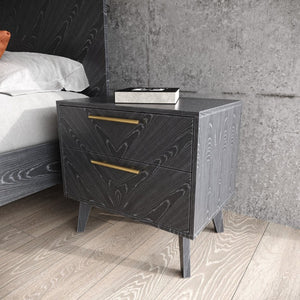 VIG Furniture Diana Eastern King Bedroom Set In Grey Ash Veneer With Gold Accents, Slat System, 6-Drawer Dresser VGMABR-132-SET-EK