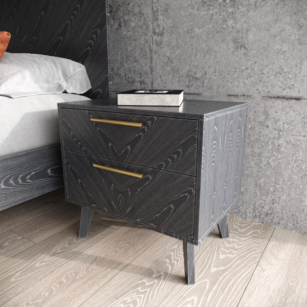 VIG Furniture Diana Eastern King Bedroom Set In Grey Ash Veneer With Gold Accents, Slat System, 6-Drawer Dresser VGMABR-132-SET-EK
