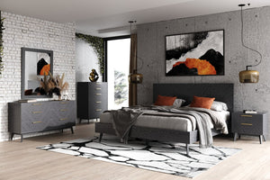 VIG Furniture Diana Modern Grey Ash Dresser With 6 Smooth-Glide Drawers, Gold Handles, Crown-Cut Veneer Finish VGMABR-132-DRS