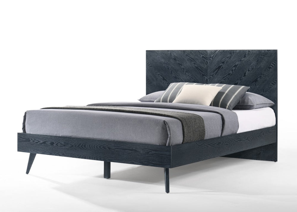 VIG Furniture Diana Modern Grey Ash Bedframe With Crown-Cut Veneer, Slat System, Solid Rubberwood Legs, Low-Profile VGMABR-132-BED-Q