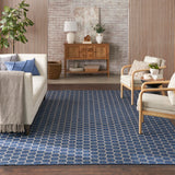 Nourison Reversible Indoor Outdoor RVB01 Machine Made Loom-woven Borderless Design Indoor/Outdoor Modern Outdoor Rug Blue, Blue 89% Polypropylene,11% Polyester 99446974082