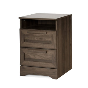 English Elm Christopher Knight Home® - DELANEY2-DRAWER Nightstand Rustic Faux Wood Nightstand with Two Drawers and Top Shelf for Storage Comfort Walnut 71139.00WALN