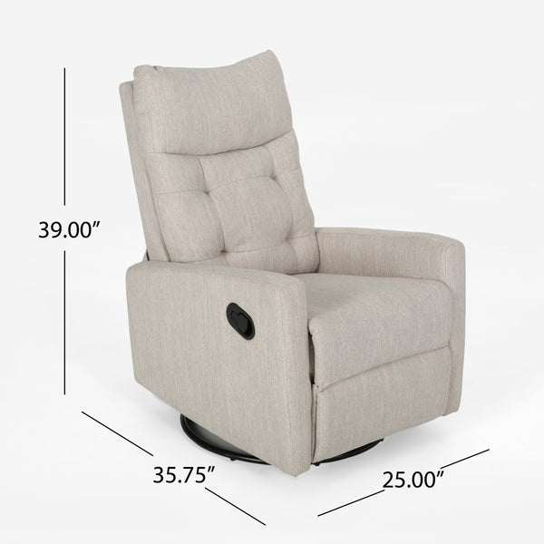 English Elm Christopher Knight Home® - Recliner Swivel Rocker with Glider Function, Push-Back Reclining Chair for Living Room & Nursery Beige 65354.00