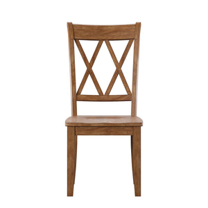 Homelegance By Top-Line Juliette Double X Back Wood Dining Chairs (Set of 2) Oak Rubberwood