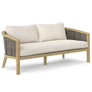 English Elm Parkside Outdoor Sofa Natural - Handwoven HDPE Rattan, Acacia Frame, Water-Resistant Cushions, 73" B136P159395