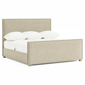Bernhardt Bernhardt Sawyer Upholstered Panel Bed In Fawn — Transitional Textural Fabric, Stitched Flange Elegance K2205