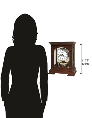 Hekman Furniture 635167 Statesboro Mantel Clock - Elegant Cherry Wood Design With Polished Brass, Classic Chimes & More Cherry Bordeaux Statesboro Mantel Clock 635167