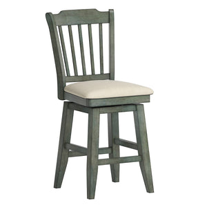 Homelegance By Top-Line Juliette Slat Back Counter Height Wood Swivel Chair Green Rubberwood