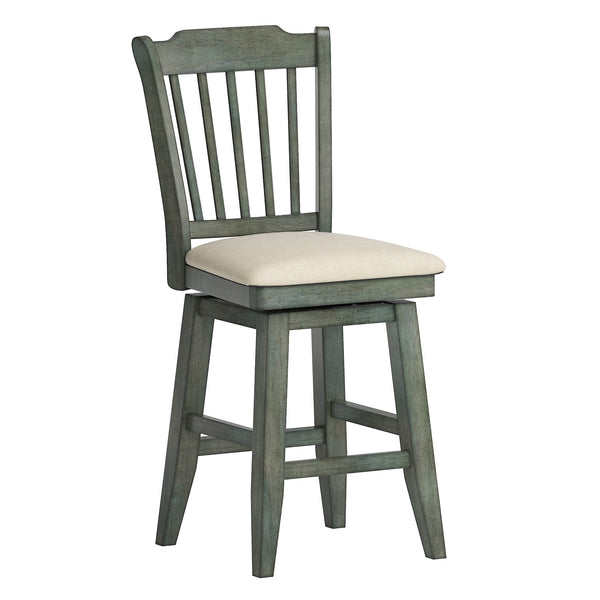 Homelegance By Top-Line Juliette Slat Back Counter Height Wood Swivel Chair Green Rubberwood