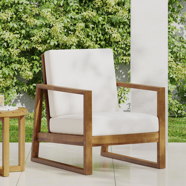 English Elm Christopher Knight Home® - 4 Rustic Acacia 4-Piece Outdoor Seating Set with Cushions — Durable Slat Design, Cozy Patio Style Teak 37 L x 27 W x 16.75 H 65060.00BGE-2_66742.00BGE
