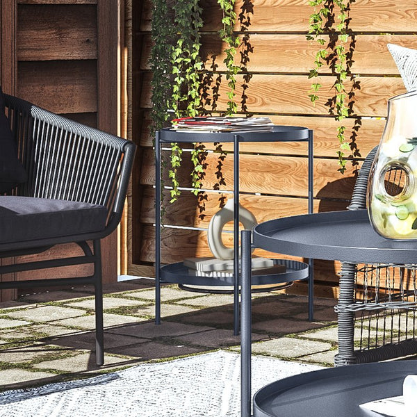 English Elm Monet Metal End Table - Sleek Industrial Design With Reversible Tray Top And Open Shelf Storage B136P158947