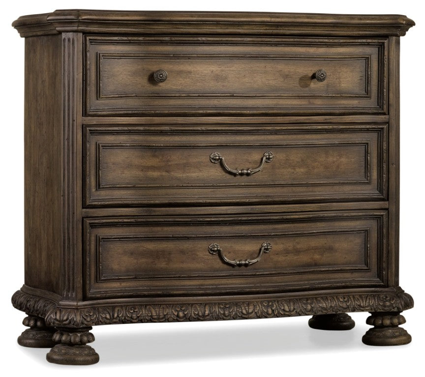 Hooker Furniture Rhapsody Walnut Bachelors Chest With Cedar-Lined Drawer, Distressed Rustic Finish & Power Outlet 5070-90017