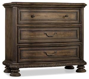 Hooker Furniture Rhapsody Walnut Bachelors Chest With Cedar-Lined Drawer, Distressed Rustic Finish & Power Outlet 5070-90017