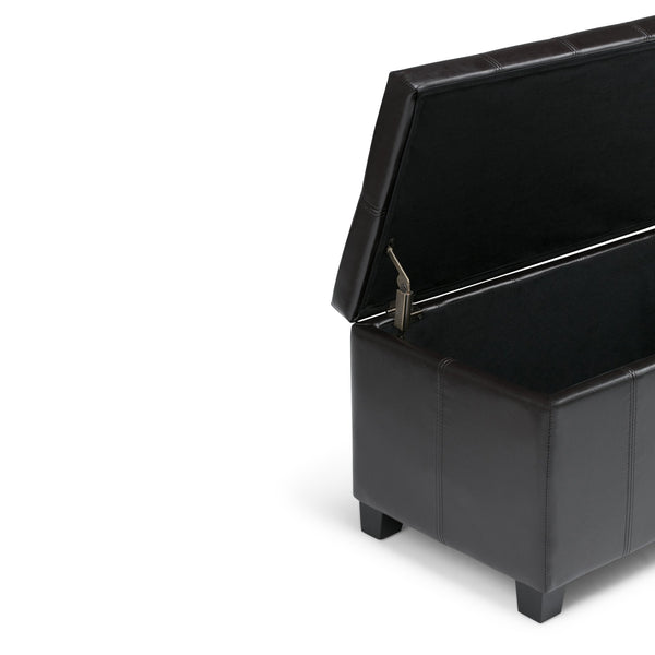 English Elm Dover Storage Ottoman Bench - Stylish Midnight Black Faux Leather With Hidden Storage & Comfort B136P159033