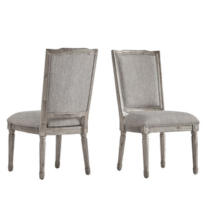 Homelegance By Top-Line Mayer Ornate Linen and Wood Dining Chairs (Set of 2) Grey Rubberwood