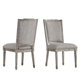 Mayer Ornate Linen and Wood Dining Chairs (Set of 2)