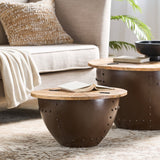 Christopher Knight Home® - Noble House - Absecon Handcrafted Boho Mango Wood and Iron Accent Table, Natural and Black