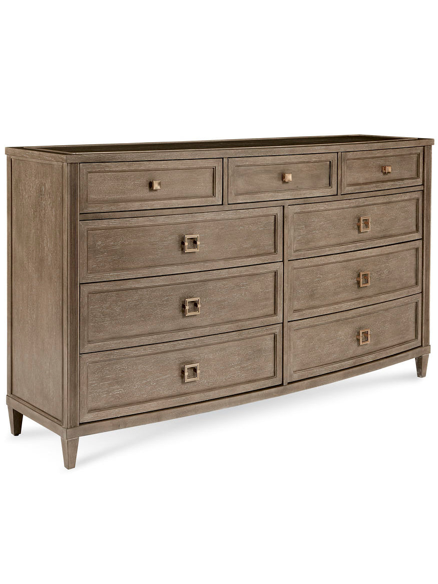 A.R.T. Furniture Cityscapes Whitney Dresser - Contemporary Stone Finish With Cedar-lined Drawers & Elegant Design Brown, Gold Parawood Solids And Quarter Oak Veneer 232130-2323