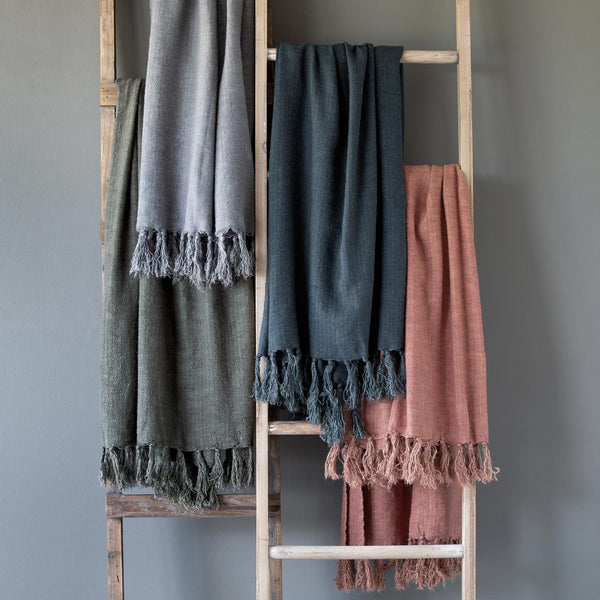 Washed Linen Throw, Grey EXN00429 Park Hill