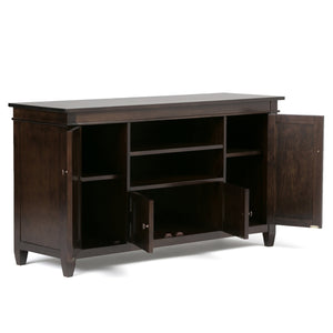 English Elm Carlton Solid Wood TV Media Stand in Dark Tobacco Brown – Handcrafted, 60" TV Capacity, Ample Storage B136P158138