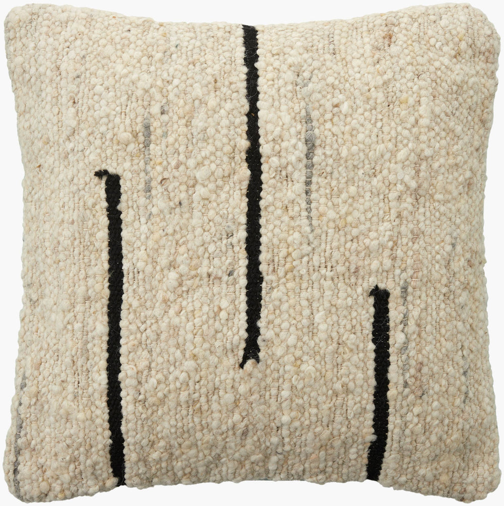 Surya Divided 18"L X 18"W Modern Accent Pillow - Soft Wool & Cotton Blend With Unique Textured Design Ivory Wool,Cotton,Cotton Div002-2222d