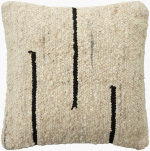 Surya Divided 18"L X 18"W Modern Accent Pillow - Soft Wool & Cotton Blend With Unique Textured Design Ivory Wool,Cotton,Cotton Div002-2222d