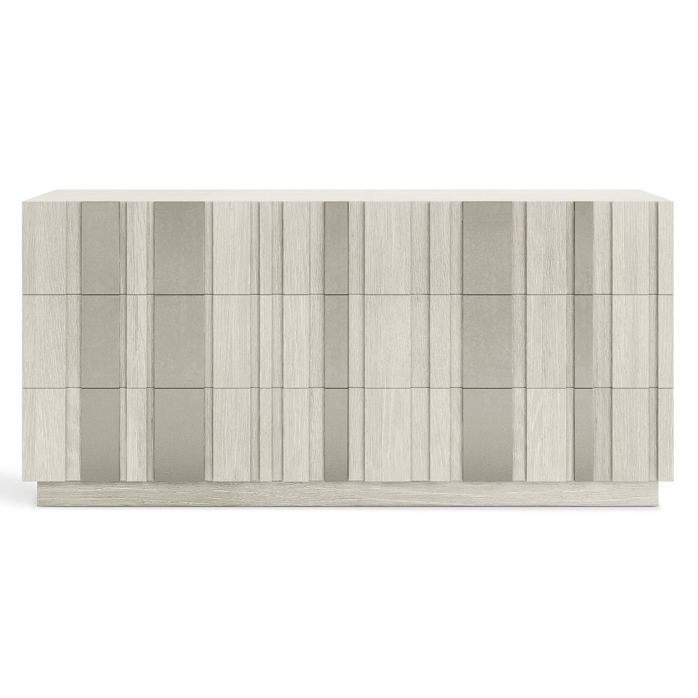 Bernhardt Bernhardt Tempo Dresser In Wire-Brushed Oak With Satin Nickel Overlays, 6 Push-To-Open Drawers (72") 346052