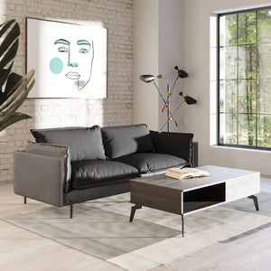 VIG Furniture Mars Two-Tone Grey Sofa With Reversible Cushions, Foam-Feather Comfort & Titanium Legs, 87"W VGCF591-DKGRY-S