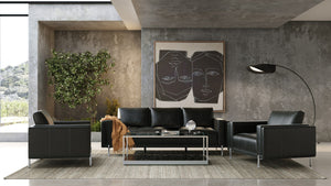 VIG Furniture Divani Casa Schmidt - Modern Black Leather Sofa + 2 Chairs VGKK-KF.7020-SET-BLK