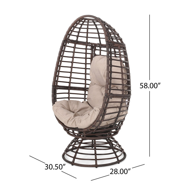 English Elm Christopher Knight Home® - ROBERTSON Rafael Swivel Egg Chair with Faux Rattan, Water‑Resistant Cushion, Handcrafted Patio Lounger 67930.00DBGE